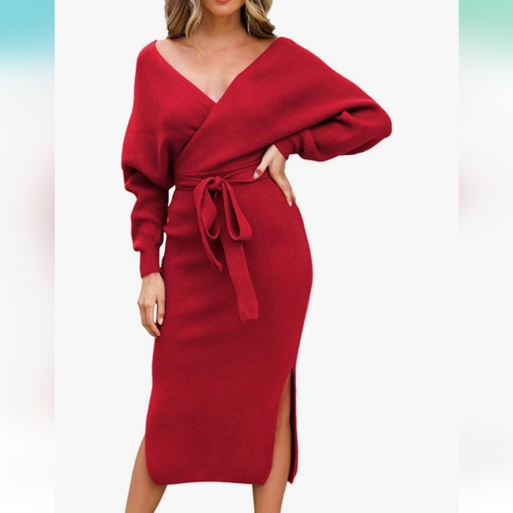 Elegant Red Wrap Dress